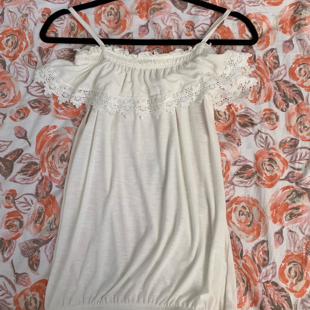 Fancy white off the shoulder top